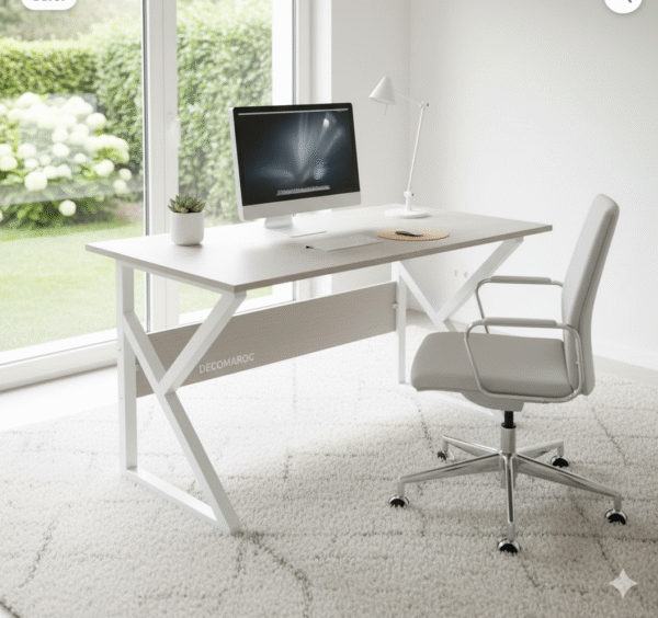 Bureau Élégance Blanc – Minimalisme Moderne pour Votre Espace de Travail | Decomaroc