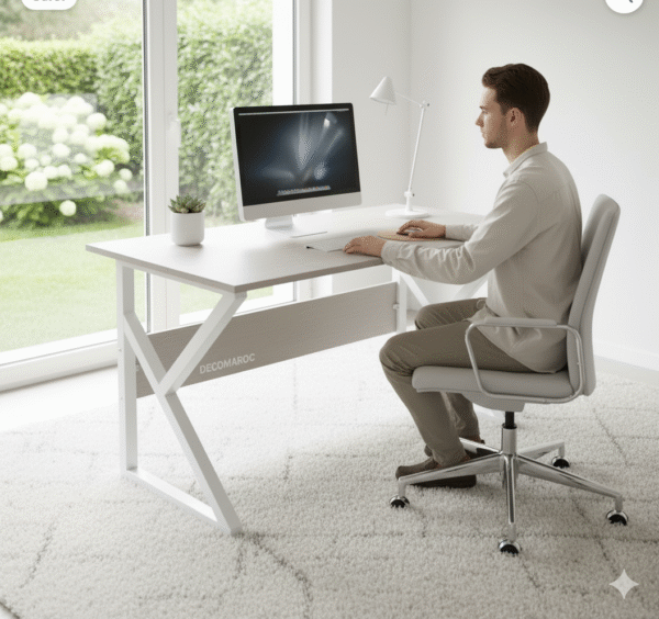 Bureau Élégance Blanc – Minimalisme Moderne pour Votre Espace de Travail | Decomaroc