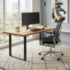 Modern Wooden Office Desk with Minimalist Black Frame