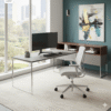 Modern Wooden Office Desk with Minimalist Black Frame