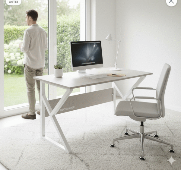 Bureau Élégance Blanc – Minimalisme Moderne pour Votre Espace de Travail | Decomaroc