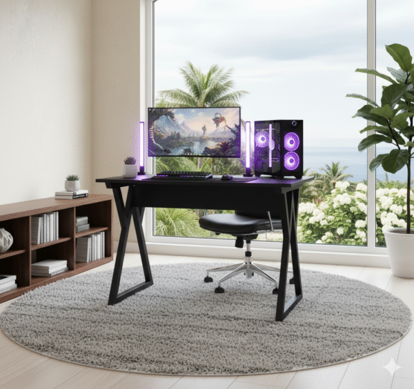 Bureau Assassin Noir – Puissance Design pour Travail & Gaming | Decomaroc